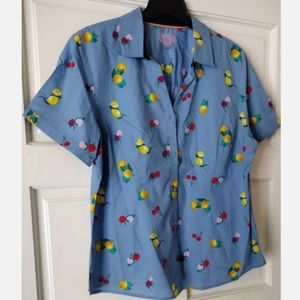 Laura Scott Multicolor Blue Red Shirt Size XL
